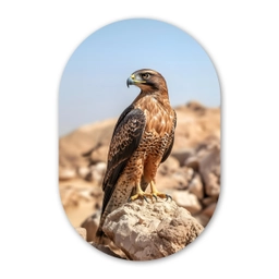 Valk - Vogel - Rots - Macht Wandcirkel Ovaal Glas middel -3d