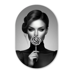 Vrouw - Lolly - Zwart Wandcirkel Ovaal Glas middel -3d
