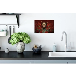 Bloemen - Dieprood - Zonnebril - Vrouw Muursticker klein -keuken