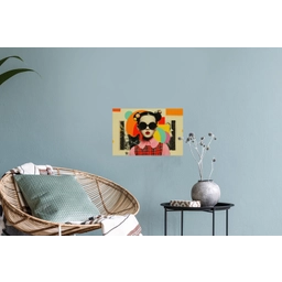 Meisje - Zonnebril - Kat - Retro Muursticker klein -plant