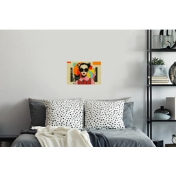 Meisje - Zonnebril - Kat - Retro Muursticker klein -slaapkamer