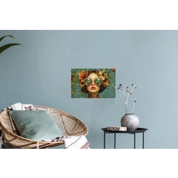 Vrouw - Bloemen - Vlinders - Natuur - Vintage Muursticker klein -plant