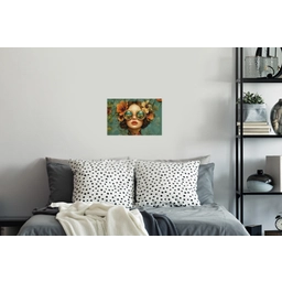 Vrouw - Bloemen - Vlinders - Natuur - Vintage Muursticker klein -slaapkamer