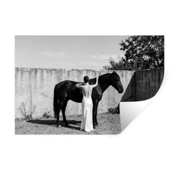 Vrouw - Paard - Artistiek Muursticker klein -3d