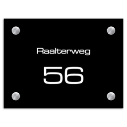 Effen - Zwart - Modern Naambord Rechthoek middel -3d