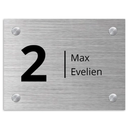 Metaaleffect - Modern Naambord Rechthoek middel -3d