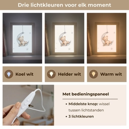 Beer - Maan - Sterren - Kinderen Light Box met kabel klein -USP_lichtkleurNL