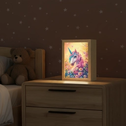 Eenhoorn - Roze - Kleurrijk - Sprookjesbos Light Box met kabel klein -sfeer1_kind