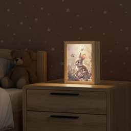 Konijntje - Bruin - Bloemen - Vlinders Light Box met kabel klein -sfeer1_kind