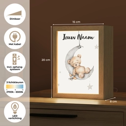 Beer - Maan - Sterren - Kinderen Light Box met kabel (Kinderlampje) klein -USP_NL