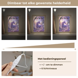 Eenhoorn - Paars - Sprookje - Fantasy dier Light Box met kabel (Kinderlampje) klein -USP_dimbaarNL
