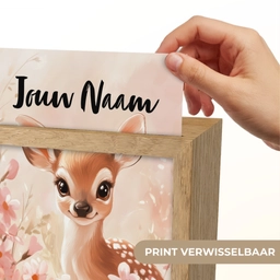 Hertje - Illustratie - Bloemen - Roze Light Box met kabel (Kinderlampje) klein -USP_websiteprintNL