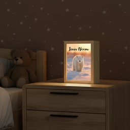 Ijsbeer - Sneeuw - Zonsopgang Light Box met kabel (Kinderlampje) klein -sfeer1_kind