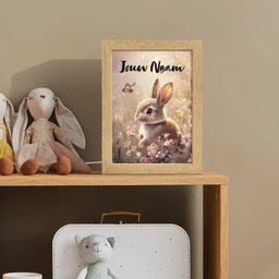 Konijntje - Bruin - Bloemen - Vlinders Light Box met kabel (Kinderlampje) klein -sfeer2_kind