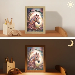 Paard - Natuur - Bloemen - Vlinders - Bos Light Box met kabel (Kinderlampje) klein -sfeer3_kind