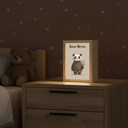 Panda - Blauwe bloemen - Zachtheid Light Box met kabel (Kinderlampje) klein -sfeer1_kind