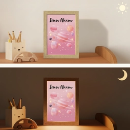 Planeten - Roze - Sterren Light Box met kabel (Kinderlampje) klein -sfeer3_kind