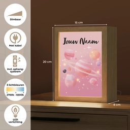 Planeten - Roze - Sterren Light Box met kabel (Kinderlampje) klein -USP_NL