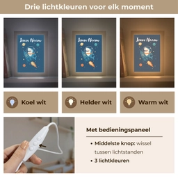 Raket - Haai - Ruimte Light Box met kabel (Kinderlampje) klein -USP_lichtkleurNL