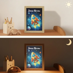 Raket - Ruimte - Planeten - Kinderen - Jongen Light Box met kabel (Kinderlampje) klein -sfeer3_kind