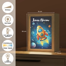 Raket - Ruimte - Planeten - Kinderen - Jongen Light Box met kabel (Kinderlampje) klein -USP_NL