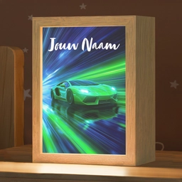Sportauto - Groen - Snelheidslijnen - Neon Light Box met kabel (Kinderlampje) klein -zzz_3d_website
