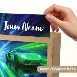Sportauto - Groen - Snelheidslijnen - Neon Light Box met kabel (Kinderlampje) klein -USP_websiteprintNL