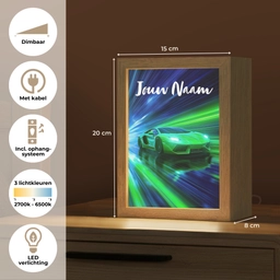 Sportauto - Groen - Snelheidslijnen - Neon Light Box met kabel (Kinderlampje) klein -USP_NL