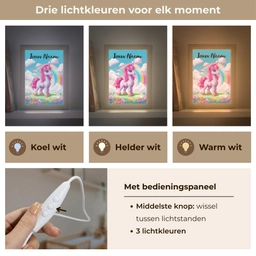 Unicorn - Meisjes - Bloemen - Regenboog - Eenhoorn Light Box met kabel (Kinderlampje) klein -USP_lichtkleurNL