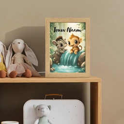 Zebra - Aapje - Waterval - Rotsen Light Box met kabel (Kinderlampje) klein -sfeer2_kind