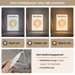 Zon - Watercolor - Geel Light Box met kabel (Kinderlampje) klein -USP_lichtkleurNL
