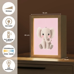 Olifant - Baby - Roze - Cartoon Light Box met kabel klein -USP_NL
