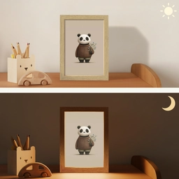 Panda - Blauwe bloemen - Zachtheid Light Box met kabel klein -sfeer3_kind