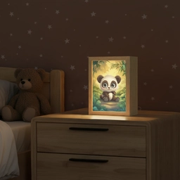 Panda - Cartoon - Bamboebos - Zwart Light Box met kabel klein -sfeer1_kind