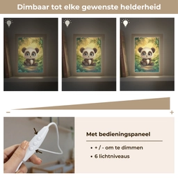 Panda - Cartoon - Bamboebos - Zwart Light Box met kabel klein -USP_dimbaarNL