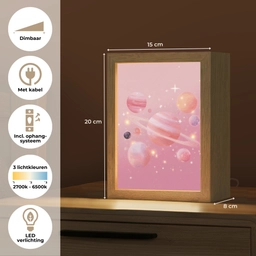 Planeten - Roze - Sterren Light Box met kabel klein -USP_NL