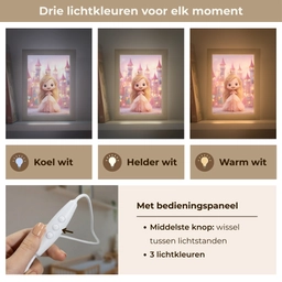 Prinses - Roze - Kasteel Light Box met kabel klein -USP_lichtkleurNL