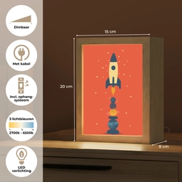 Raket - Planeten - Rood Light Box met kabel klein -USP_NL