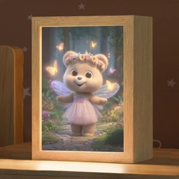 Teddybeer - Bloemenkrans - Vlinders - Elfenvleugels Light Box met kabel klein -zzz_3d_website