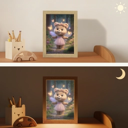 Teddybeer - Bloemenkrans - Vlinders - Elfenvleugels Light Box met kabel klein -sfeer3_kind