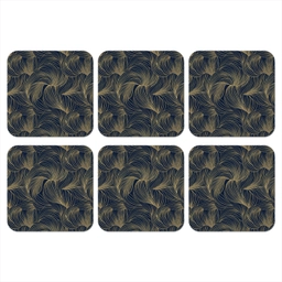 Abstract - Lijnen - Blauw - Goud onderzetter kurk middel 366 -3d
