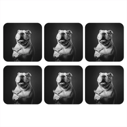 Buldog - Hond - Glas onderzetter kurk middel -3d