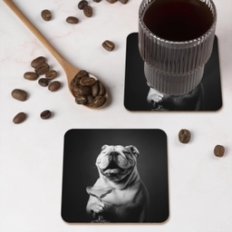 Buldog - Hond - Glas onderzetter kurk middel -sfeer2