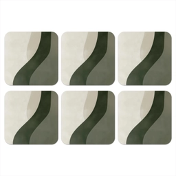 Japandi - Groen - Abstract - Modern onderzetter kurk middel -3d