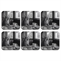 Kat - Koffie - Brood - Zwart onderzetter kurk middel -3d