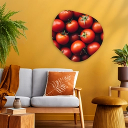 Groente - Rood - Tomaten Wandcirkel Organisch Aluminium middel -sfeer4