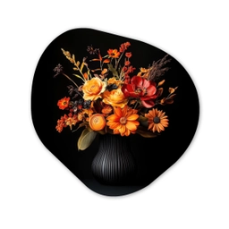Herfst - Boeket - Oranje Wandcirkel Organisch Aluminium middel -3d