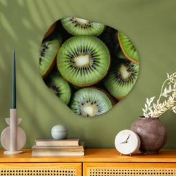 Kiwi - Fruit - Groen Wandcirkel Organisch Aluminium middel -sfeer2