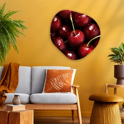 Rood - Fruit - Kersen Wandcirkel Organisch Aluminium middel -sfeer4