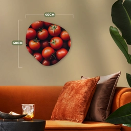 Groente - Rood - Tomaten Wandcirkel Organisch Forex 3mm klein -sfeer3